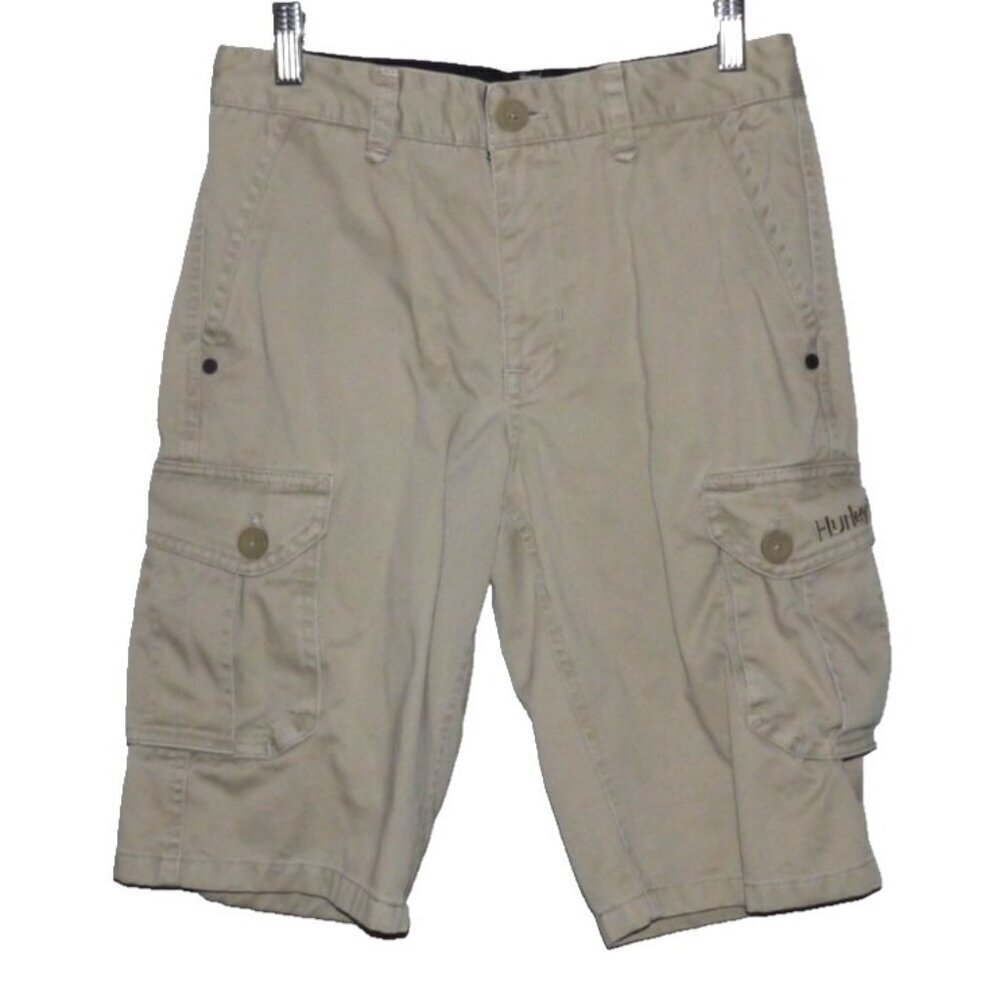 HURLEY tan cargo shorts 11" inseam 100% cotton YOUTH big boys size 12